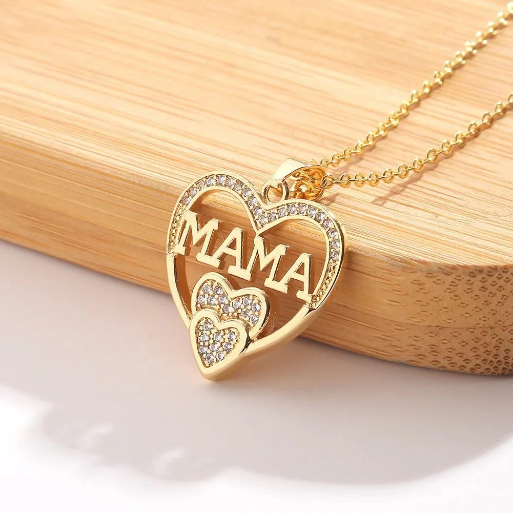 Elegant and Minimalist Women's Love Necklace MOM Pendant as A Mother's Day Gift